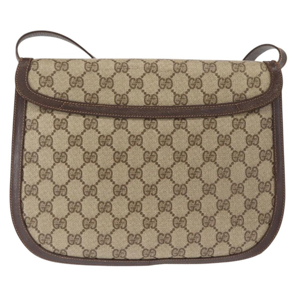 GUCCI GG Supreme Shoulder Bag PVC Beige Gold Auth SW2068