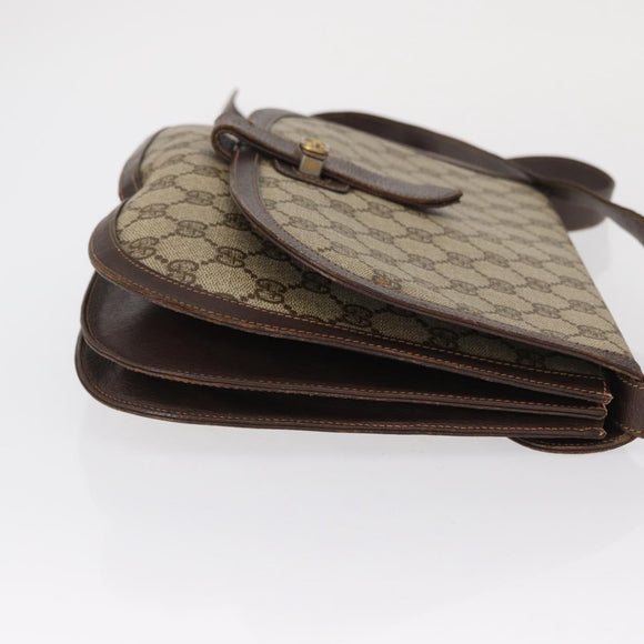 GUCCI GG Supreme Shoulder Bag PVC Beige Gold Auth SW2068