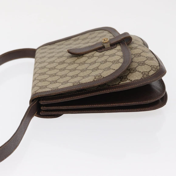 GUCCI GG Supreme Shoulder Bag PVC Beige Gold Auth SW2068