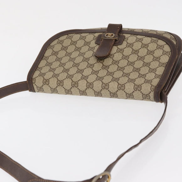 GUCCI GG Supreme Shoulder Bag PVC Beige Gold Auth SW2068