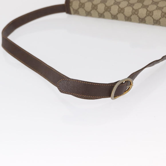 GUCCI GG Supreme Shoulder Bag PVC Beige Gold Auth SW2068