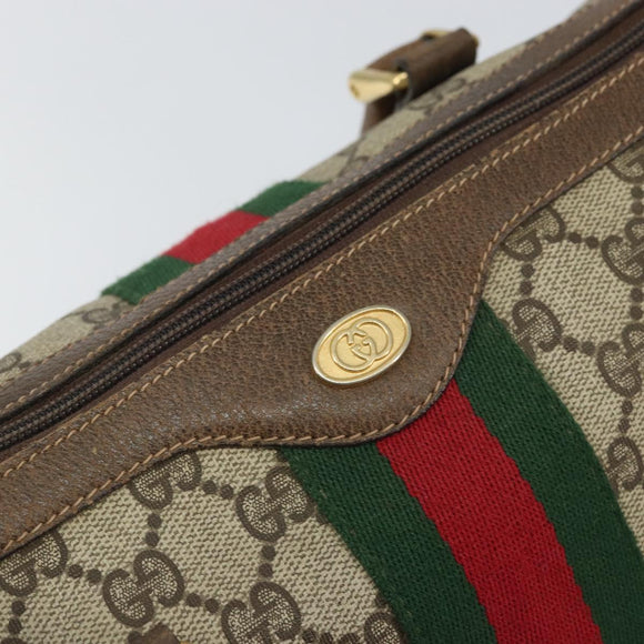 GUCCI GG Supreme Web Sherry Line Bag PVC Beige Gold 012 3842 58 Auth SW2070