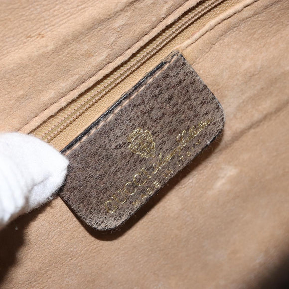 GUCCI GG Supreme Web Sherry Line Bag PVC Beige Gold 012 3842 58 Auth SW2070