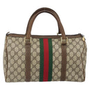 GUCCI GG Supreme Web Sherry Line Bag PVC Beige Gold 012 3842 58 Auth SW2070-3