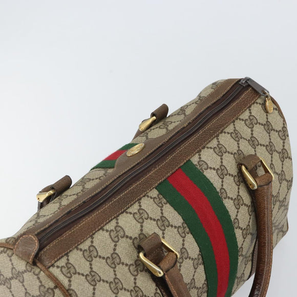 GUCCI GG Supreme Web Sherry Line Bag PVC Beige Gold 012 3842 58 Auth SW2070