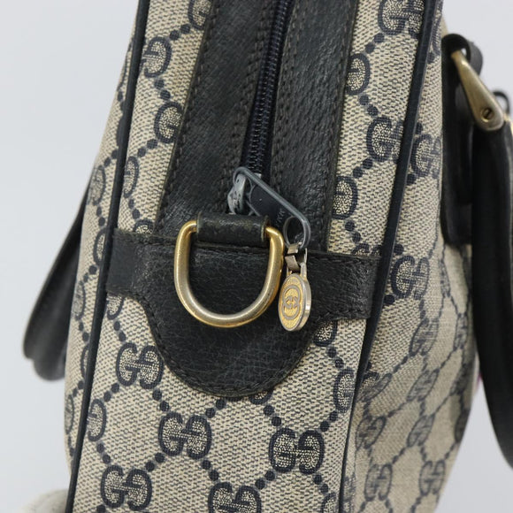 GUCCI GG Supreme Sherry Line Hand Bag PVC Navy Gold 37 02 3839 Auth SW2071