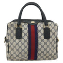 GUCCI GG Supreme Sherry Line Hand Bag PVC Navy Gold 37 02 3839 Auth SW2071-13