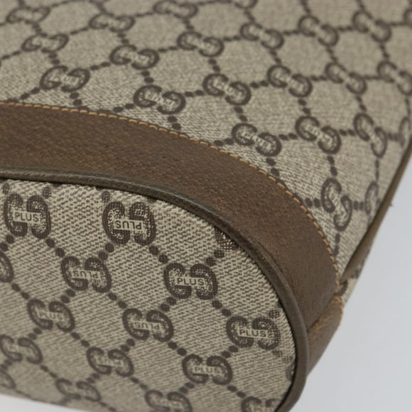 GUCCI GG Plus Supreme Shoulder Bag PVC Beige Gold Auth SW2072