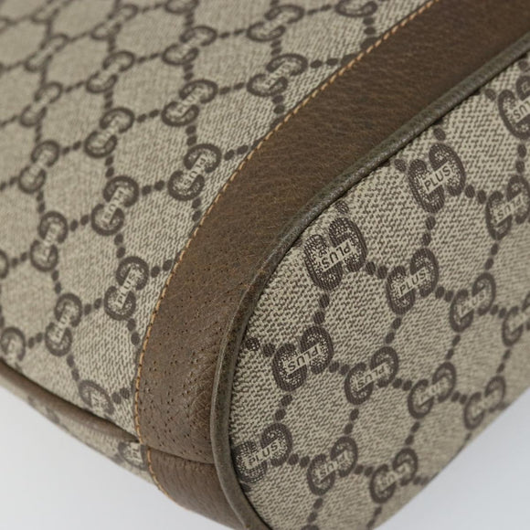 GUCCI GG Plus Supreme Shoulder Bag PVC Beige Gold Auth SW2072