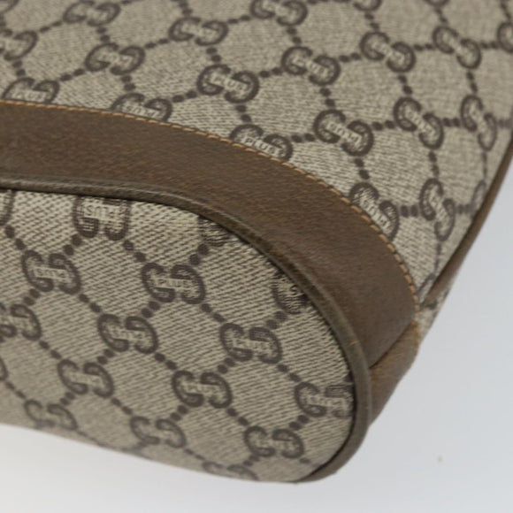 GUCCI GG Plus Supreme Shoulder Bag PVC Beige Gold Auth SW2072