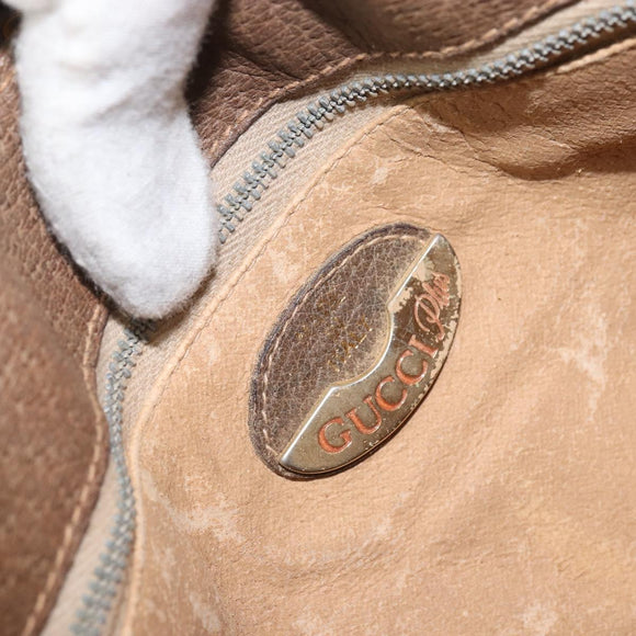 GUCCI GG Plus Supreme Shoulder Bag PVC Beige Gold Auth SW2072