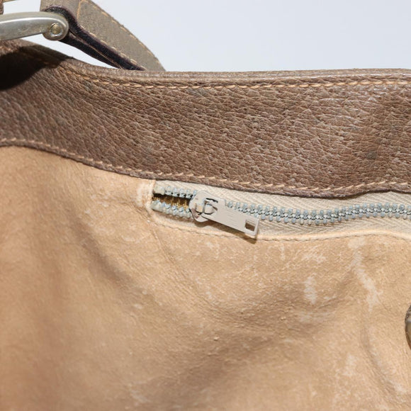 GUCCI GG Plus Supreme Shoulder Bag PVC Beige Gold Auth SW2072
