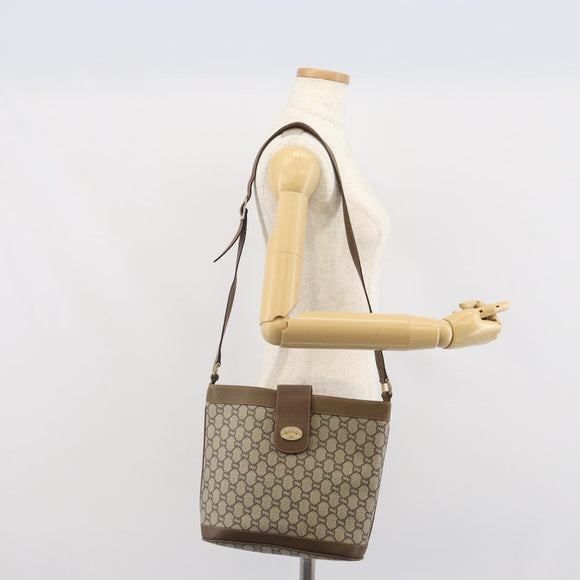 GUCCI GG Plus Supreme Shoulder Bag PVC Beige Gold Auth SW2072