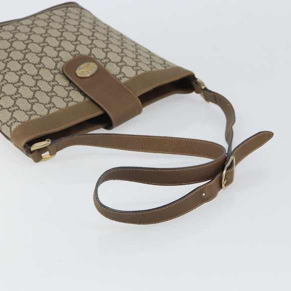 GUCCI GG Plus Supreme Shoulder Bag PVC Beige Gold Auth SW2072