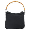 GUCCI Bamboo Shoulder Bag Nylon Black Silver 000 0509 Auth SW2074-3