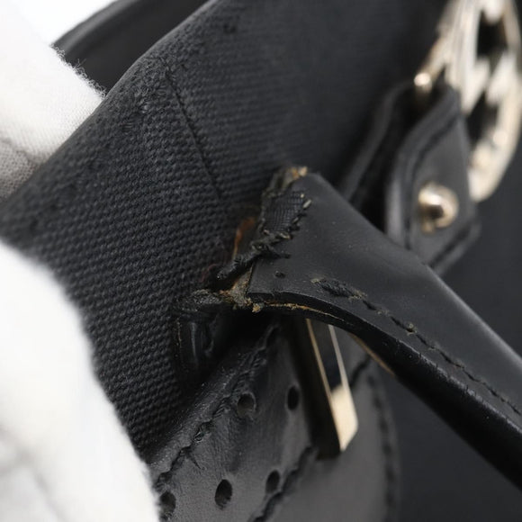 GUCCI Canvas Tote Bag Black Silver 114888 Auth SW2075