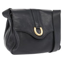 GUCCI Shoulder Bag Leather Black Gold Auth SW2077-1