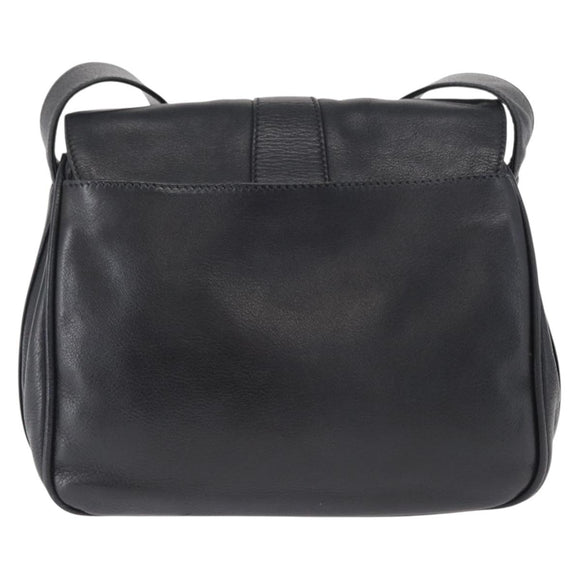 GUCCI Shoulder Bag Leather Black Gold Auth SW2077