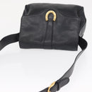 GUCCI Shoulder Bag Leather Black Gold Auth SW2077-6