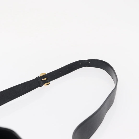 GUCCI Shoulder Bag Leather Black Gold Auth SW2077
