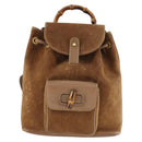 GUCCI Bamboo Backpack Suede Brown Gold 003 1956 0030 Auth SW2078-2