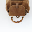 GUCCI Bamboo Backpack Suede Brown Gold 003 1956 0030 Auth SW2078-6