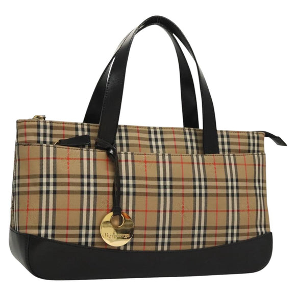 Burberrys Nova Check Hand Bag Canvas Beige Auth sw208