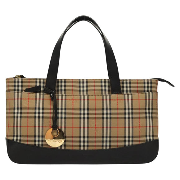 Burberrys Nova Check Hand Bag Canvas Beige Auth sw208
