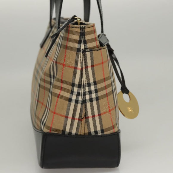 Burberrys Nova Check Hand Bag Canvas Beige Auth sw208