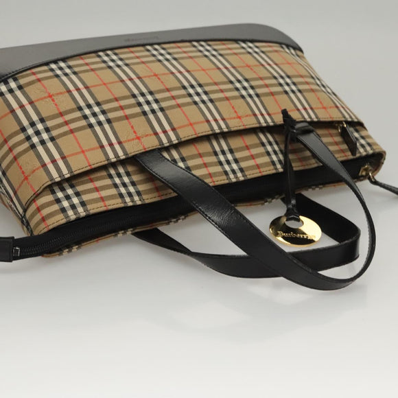 Burberrys Nova Check Hand Bag Canvas Beige Auth sw208