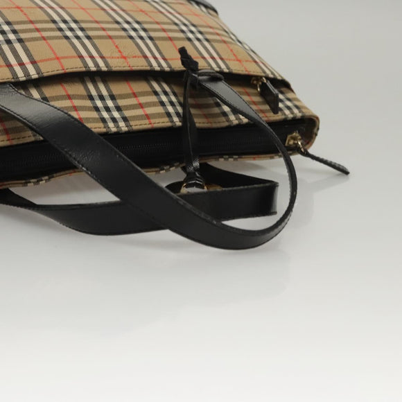 Burberrys Nova Check Hand Bag Canvas Beige Auth sw208