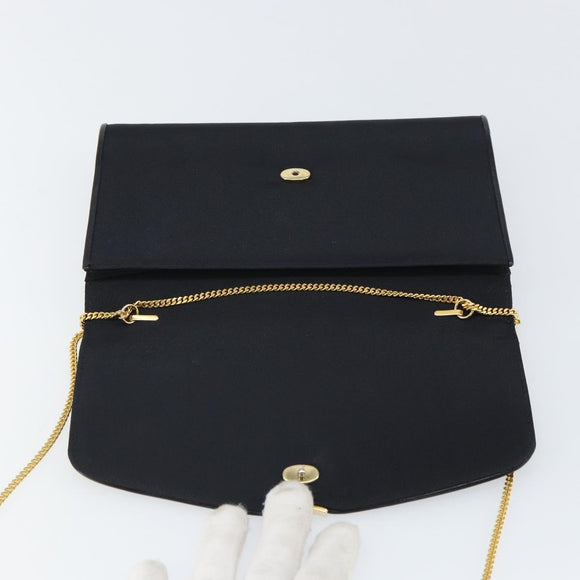 GUCCI Chain Shoulder Bag Nylon Black Gold Auth SW2080