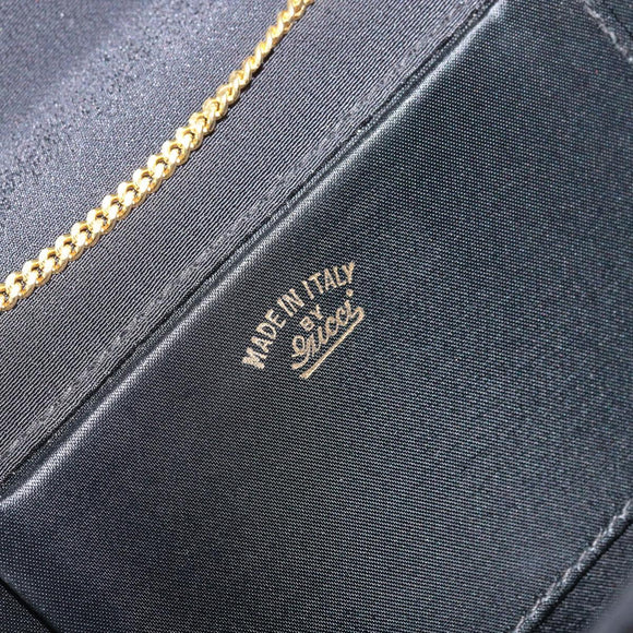 GUCCI Chain Shoulder Bag Nylon Black Gold Auth SW2080