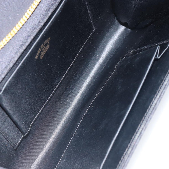 GUCCI Chain Shoulder Bag Nylon Black Gold Auth SW2080