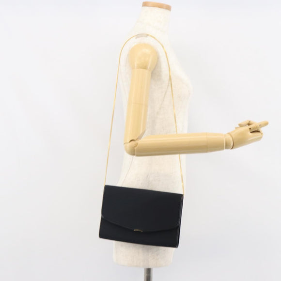 GUCCI Chain Shoulder Bag Nylon Black Gold Auth SW2080