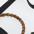 GUCCI Bamboo Hand Bag Suede 2way Gold Black 001 123 1577 Auth SW2081-10