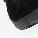 GUCCI Bamboo Hand Bag Suede 2way Gold Black 001 123 1577 Auth SW2081-13