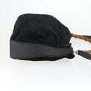 GUCCI Bamboo Hand Bag Suede 2way Gold Black 001 123 1577 Auth SW2081-4