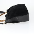 GUCCI Bamboo Hand Bag Suede 2way Gold Black 001 123 1577 Auth SW2081-5