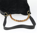 GUCCI Bamboo Hand Bag Suede 2way Gold Black 001 123 1577 Auth SW2081-7