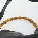 GUCCI Bamboo Shoulder Bag Leather 2way Black Gold 001 0166 1577 Auth SW2082-14
