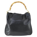 GUCCI Bamboo Shoulder Bag Leather 2way Black Gold 001 0166 1577 Auth SW2082-13