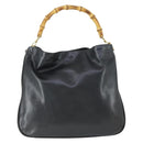 GUCCI Bamboo Shoulder Bag Leather 2way Black Gold 001 0166 1577 Auth SW2082-2