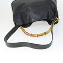 GUCCI Bamboo Shoulder Bag Leather 2way Black Gold 001 0166 1577 Auth SW2082-7