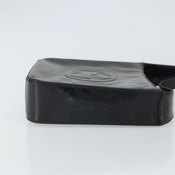GUCCI Shoulder Bag Enamel Black 000 0506 Auth SW2083
