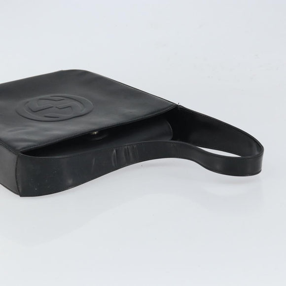 GUCCI Shoulder Bag Enamel Black 000 0506 Auth SW2083