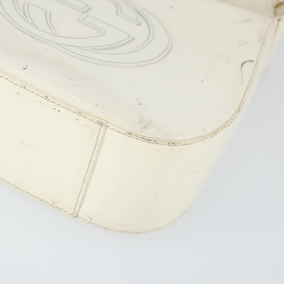 GUCCI Shoulder Bag Patent leather White Silver 007 3184 0250 Auth SW2084