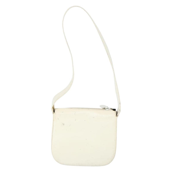 GUCCI Shoulder Bag Patent leather White Silver 007 3184 0250 Auth SW2084