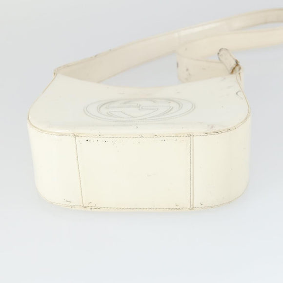 GUCCI Shoulder Bag Patent leather White Silver 007 3184 0250 Auth SW2084