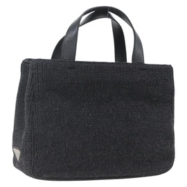 PRADA Hand Bag Wool Black Auth SW2085
